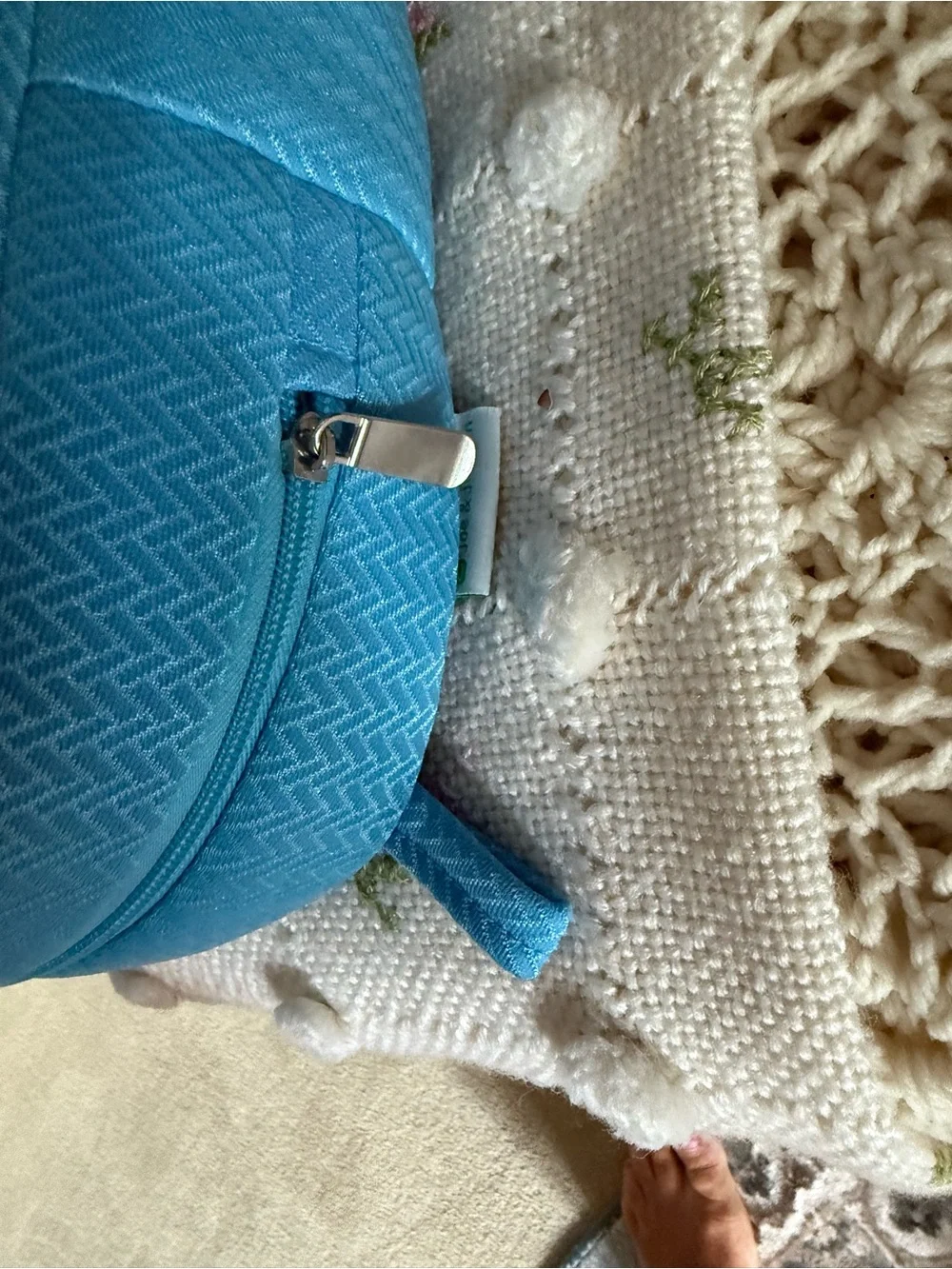 Contoured Blue Memory Foam lumbar pillow